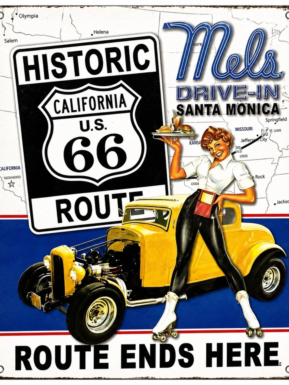 NEW Mel’s Drive-In California Route 66 Metal Sign